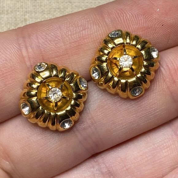 💛 Vintage 10k Gold Plated CZ Star Earrings - Picture 5 of 5